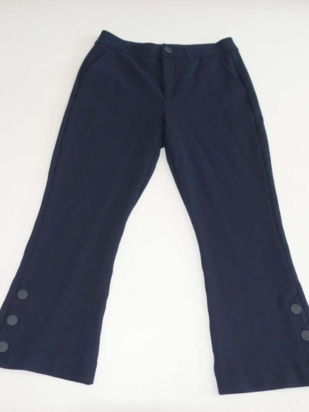 CAbi Women's Keen Kick Flare Pants Size 4 Navy Blue High Rise 23" Inseam 6043